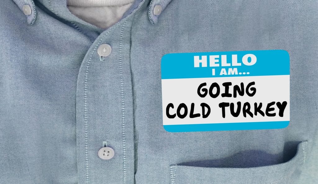 Cold Turkey - Hello I Am ... Name Tag Words "Going Cold Turkey" in black marker.